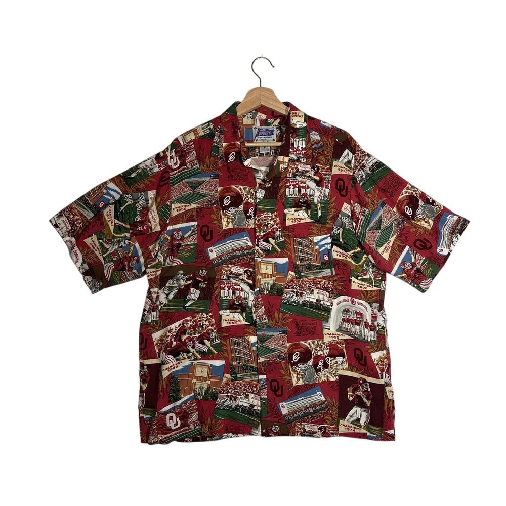 Reyn Spooner OU Oklahoma Sooners Vintage Champions Hawaiian Aloha Shirt Sz L